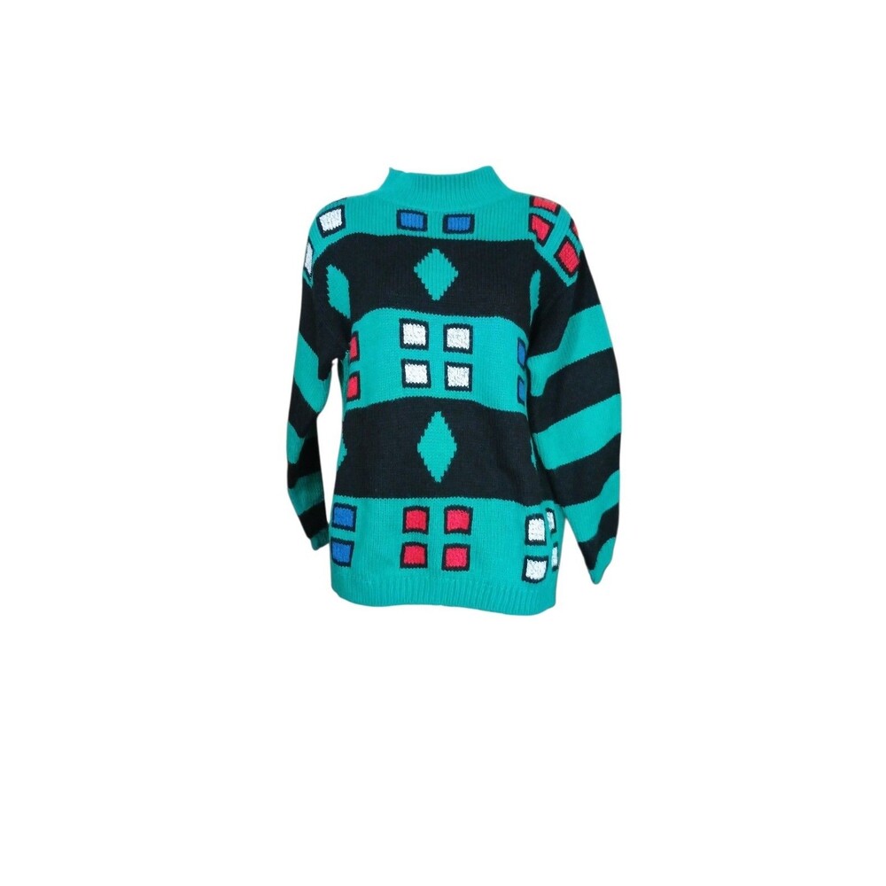 vintage 1980s–1990s geometric knit pullover sweater 16th Street Size M